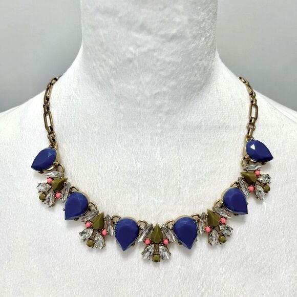 J.Crew Blue/Olive/Statement Necklace - Picture 1 of 4